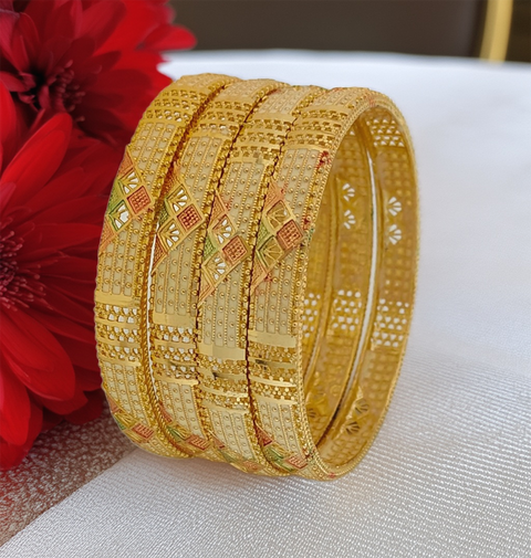Jewels Kafe Gold Plated Bangle Set (Pack of 4) 2.8