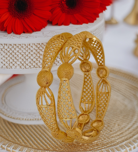 Jewels Kafe Gold Plated Bangle Set of 2 Jewels Kafe