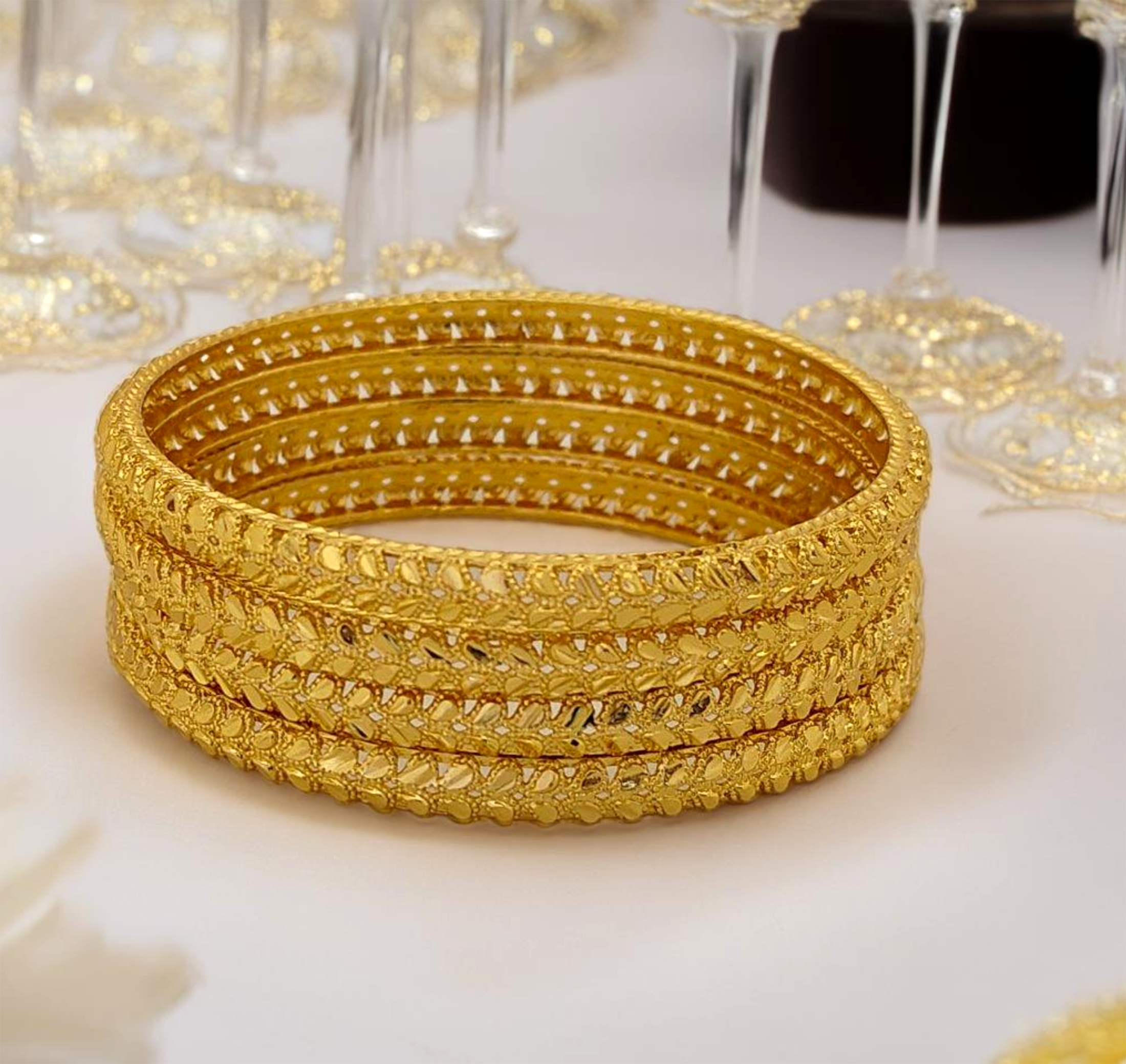 Jewels Kafe One Gram Gold Plated Bangle Set of 4