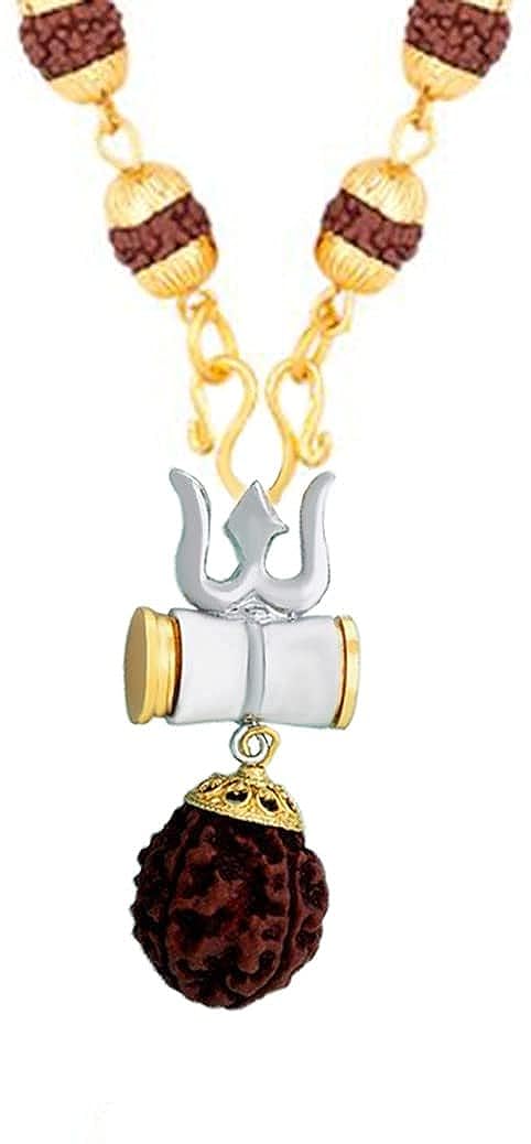 Jewels Kafe Gold Plated Rudraksha Trishool Necklace