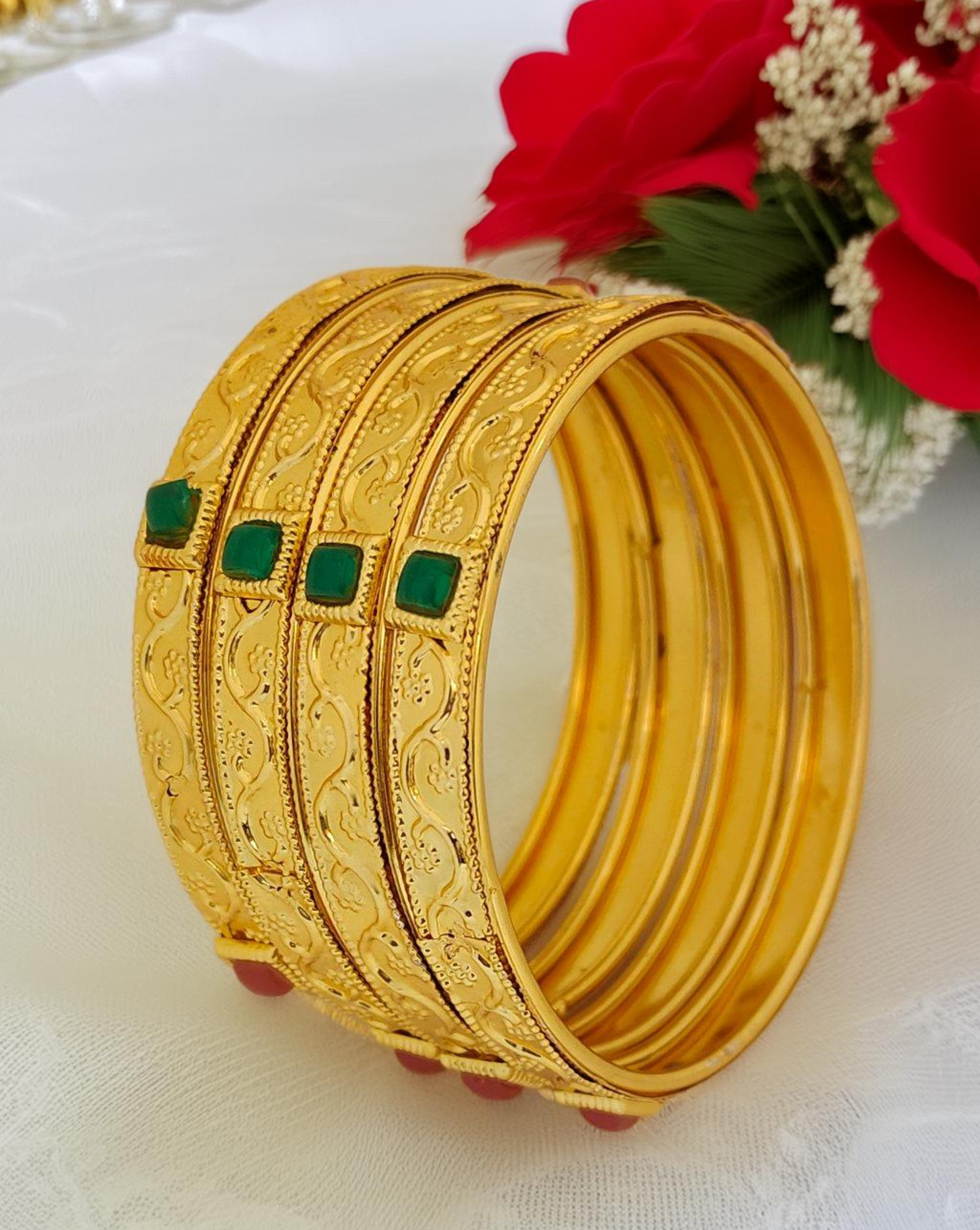 Jewels Kafe Gold Plated Bangle Set (Pack of 4) 2.8