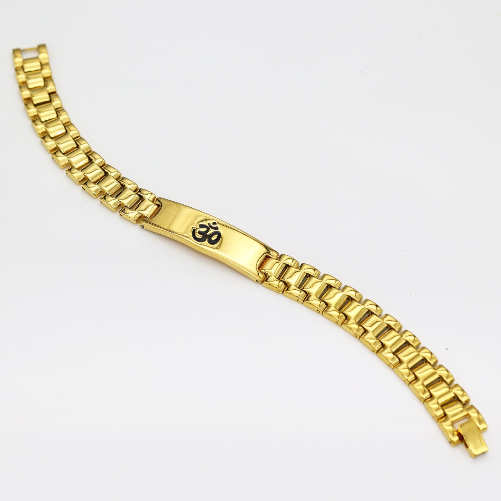 Jewels Kafe Om Broad Gold Plated Bracelet for Men Secondary image