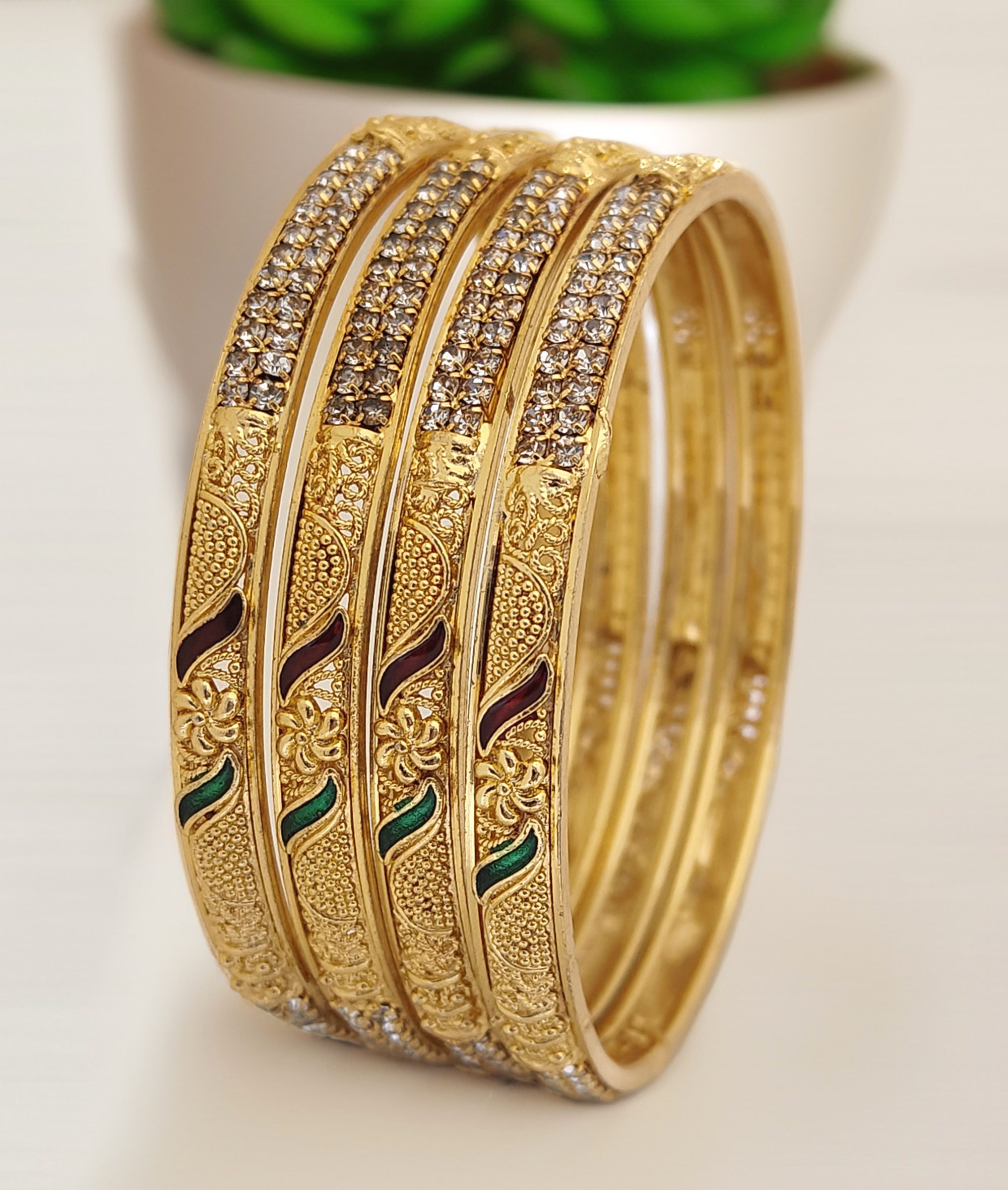 Jewels Kafe Gold Plated Bangle Set (Pack of 4)