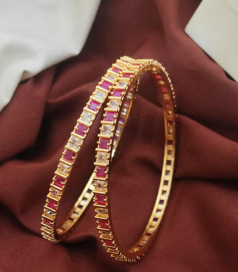 Jewels Kafe Gold Plated Bangle Set of 2 2.8
