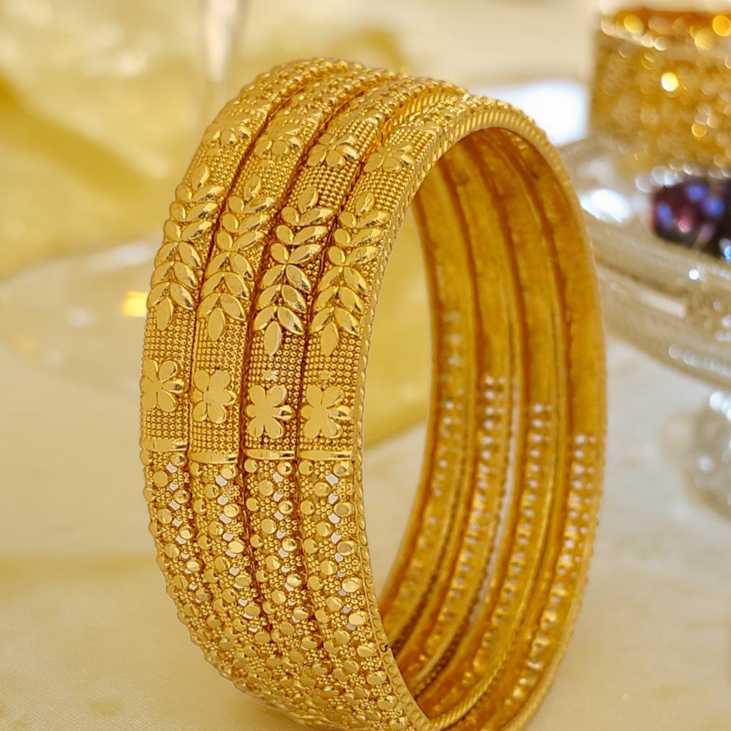 Jewels Kafe Anti-Tarnish Gold Plated Bangle Set of 4
