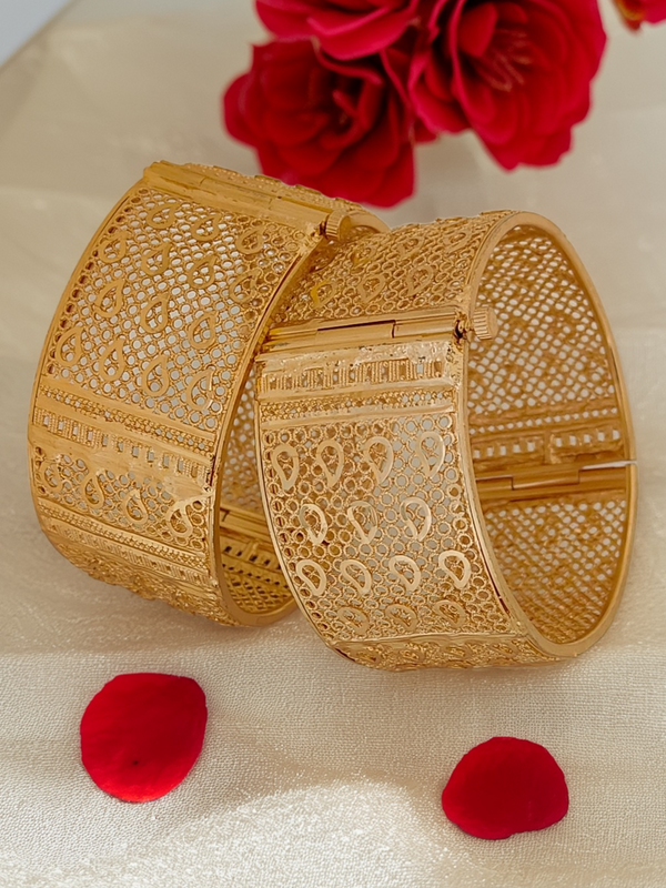 Jewels Kafe Gold Plated Bangle/Kada Set (Pack of 2)