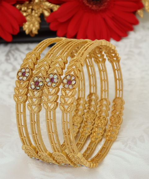 Jewels Kafe Gold Plated Bangle Set of 4 Jewels Kafe