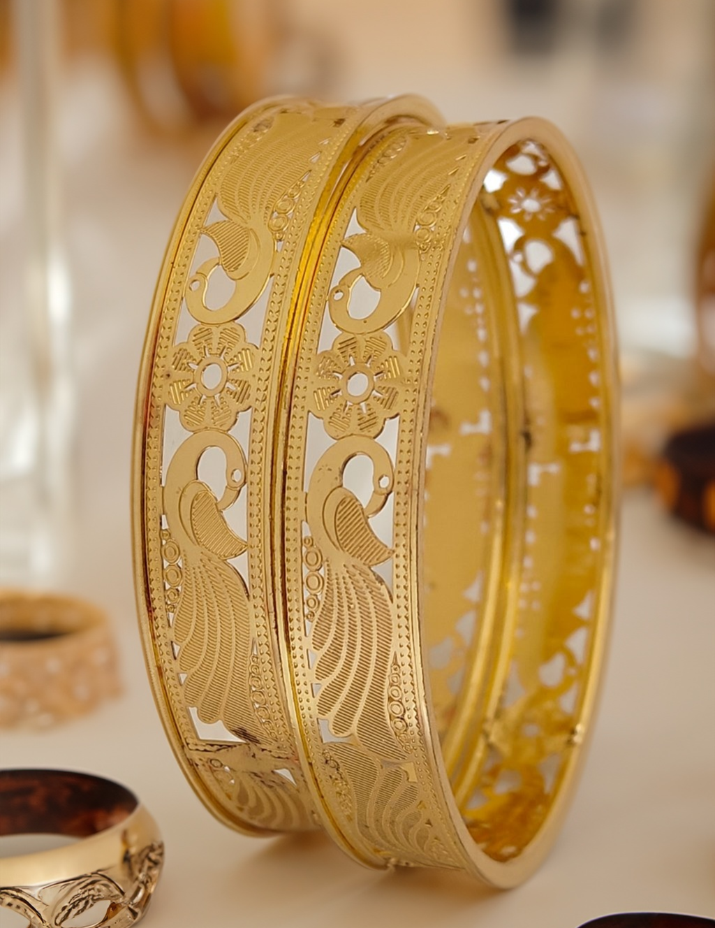 Jewels Kafe Gold Plated Bangle Set of 2 2.8