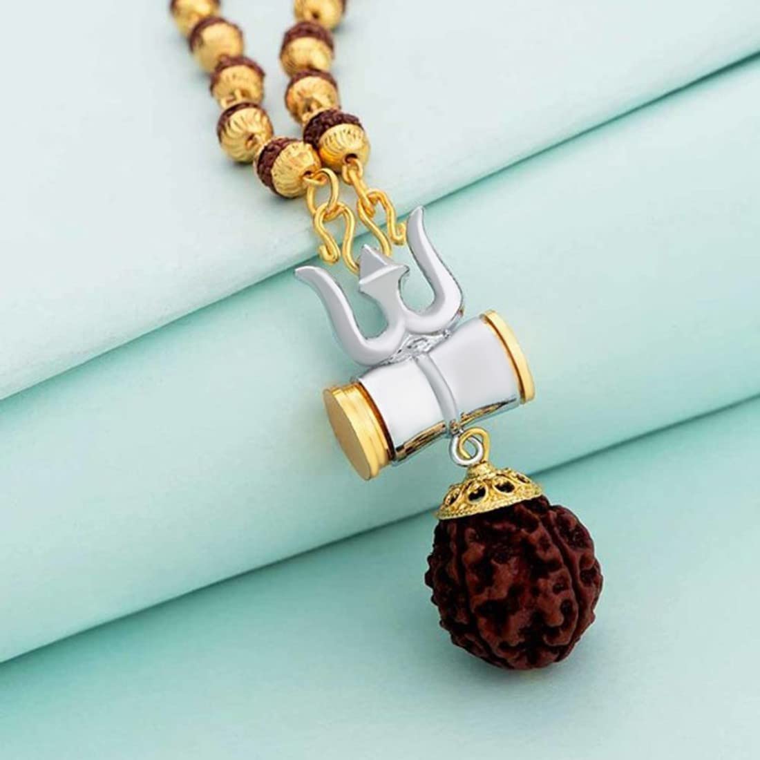 Jewels Kafe Gold Plated Rudraksha Trishool Necklace Secondary image