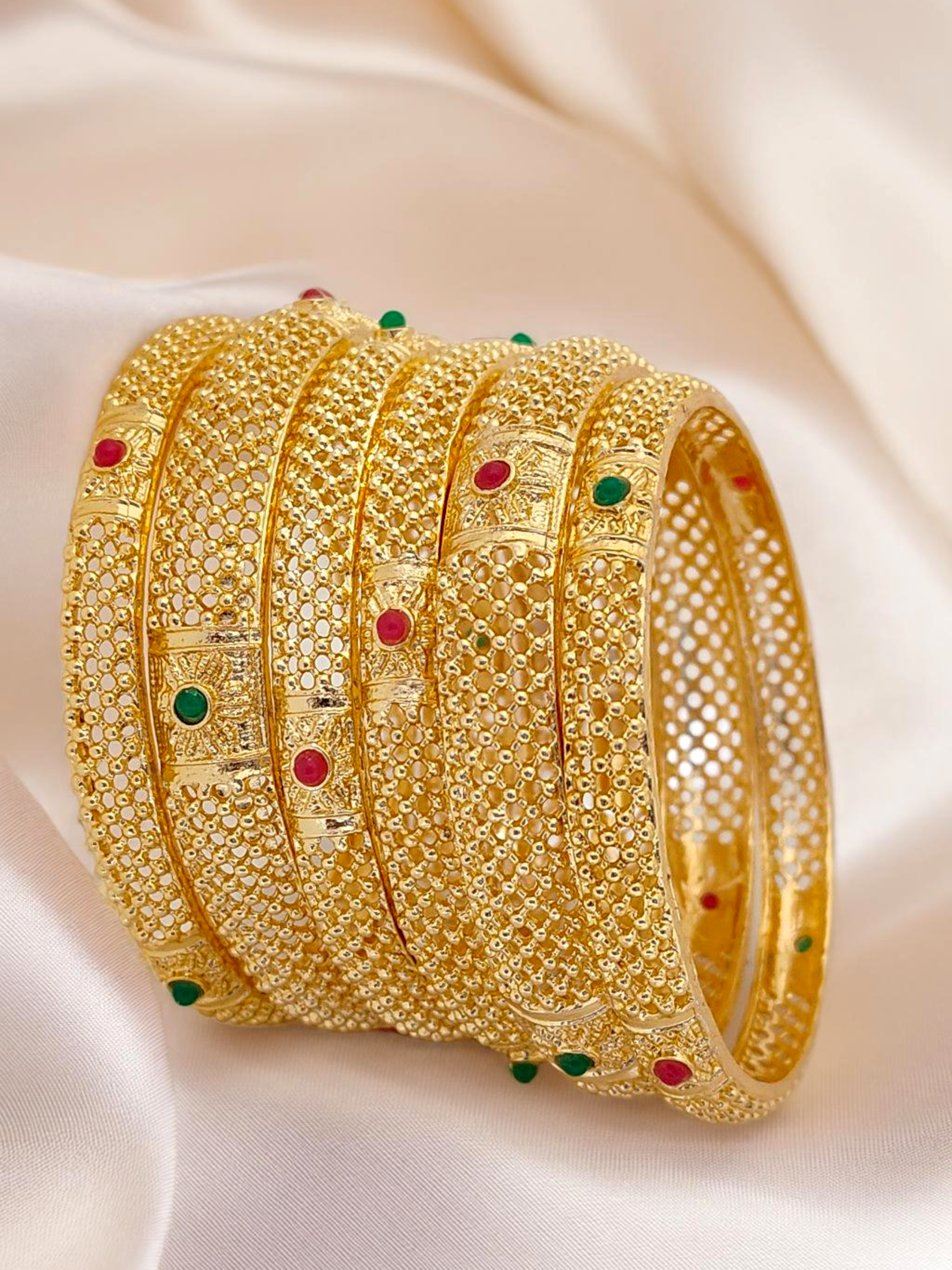 Jewels Kafe Gold Plated Bangle Set (Pack of 6) 2.8