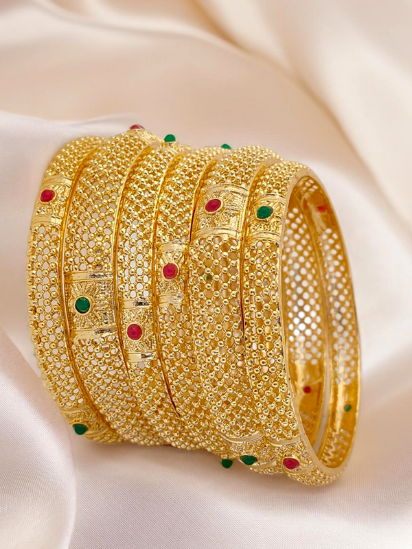 Jewels Kafe Gold Plated Bangle Set (Pack of 6) 2.8