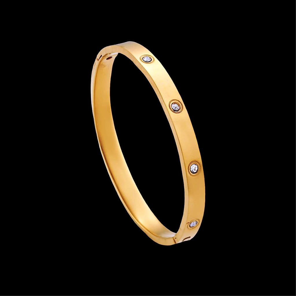 Jewels Kafe Classic Love Gold Plated Mens and Womens Kada Bracelet
