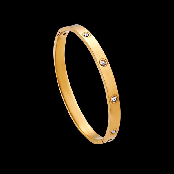 Jewels Kafe Classic Love Gold Plated Mens and Womens Kada Bracelet