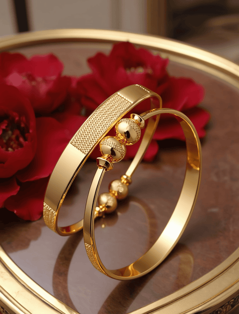 Jewels Kafe One Gram Gold Plated Bangle/Kada Set (Pack of 2) 2.10 Free Size