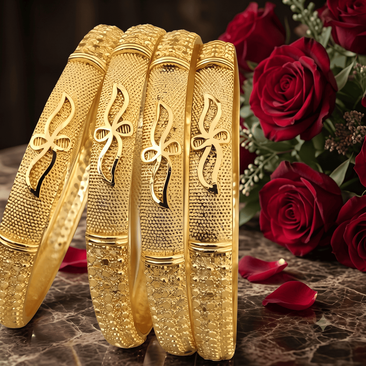 Jewels Kafe Gold Plated Bangle Set (Pack of 4)