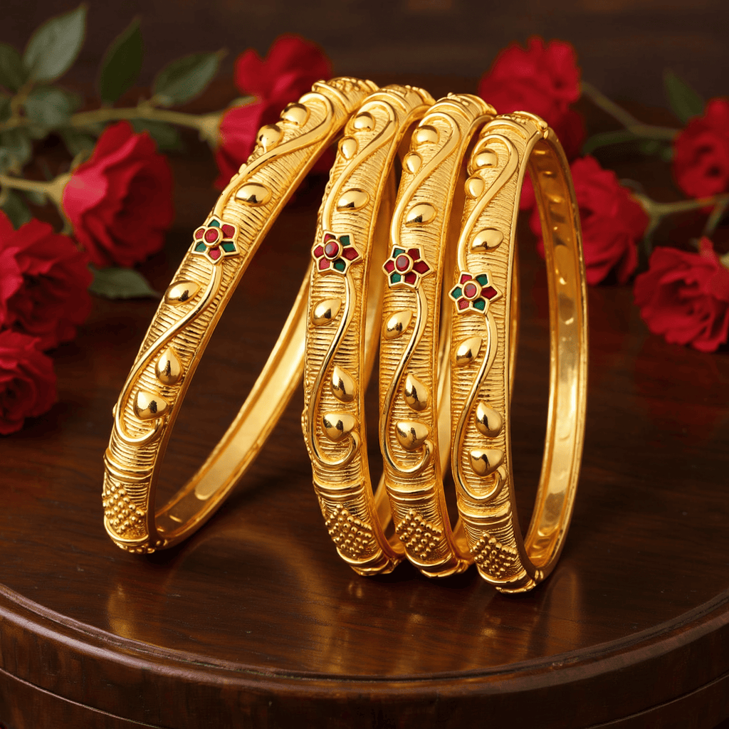 Jewels Kafe One Gram Gold Plated Bangle Set of 4 2.10