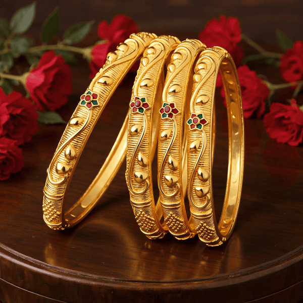 Jewels Kafe One Gram Gold Plated Bangle Set of 4 2.10