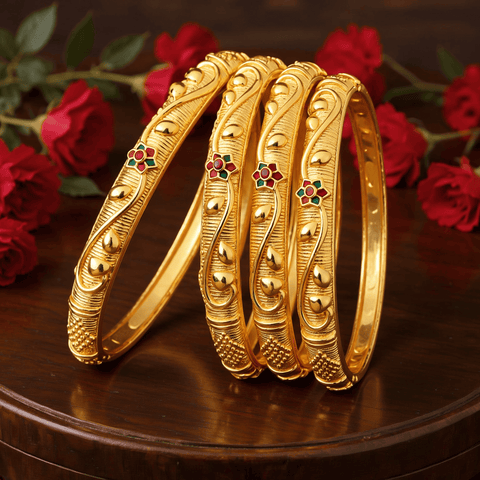 Jewels Kafe One Gram Gold Plated Bangle Set of 4 2.10