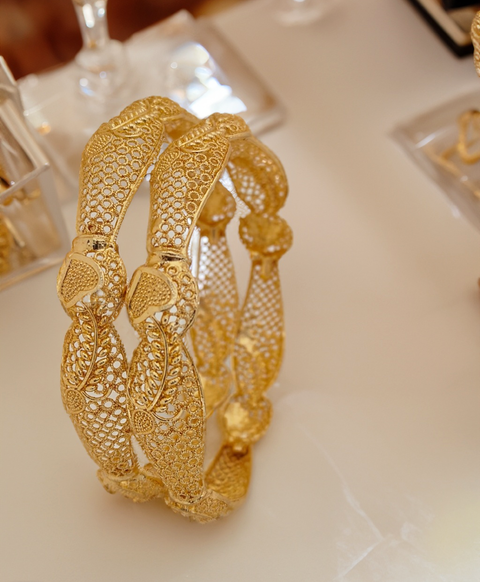 Jewels Kafe Gold Plated Bangle Set 2.8