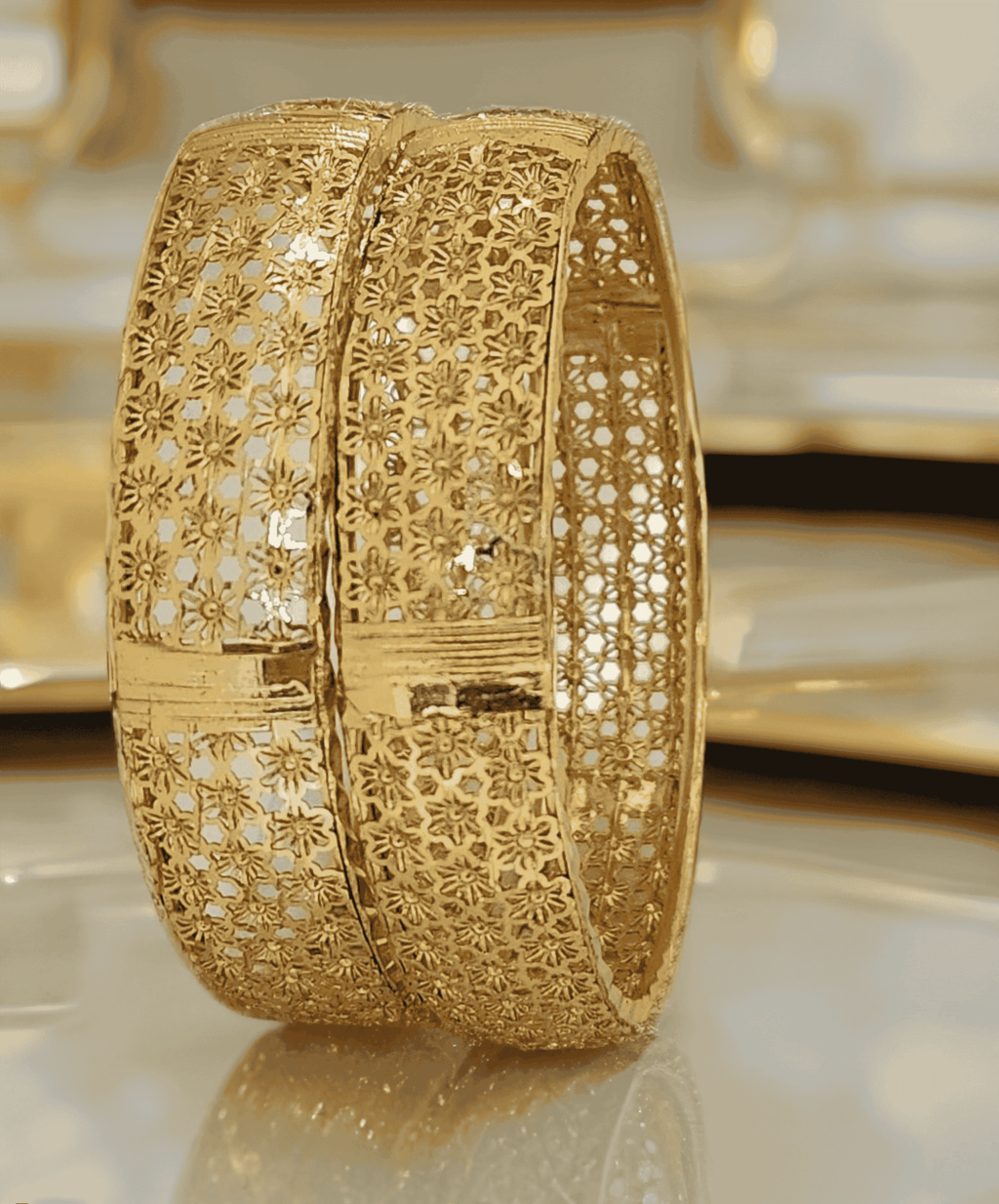 Jewels Kafe Gold Plated Bangle Set 2.10