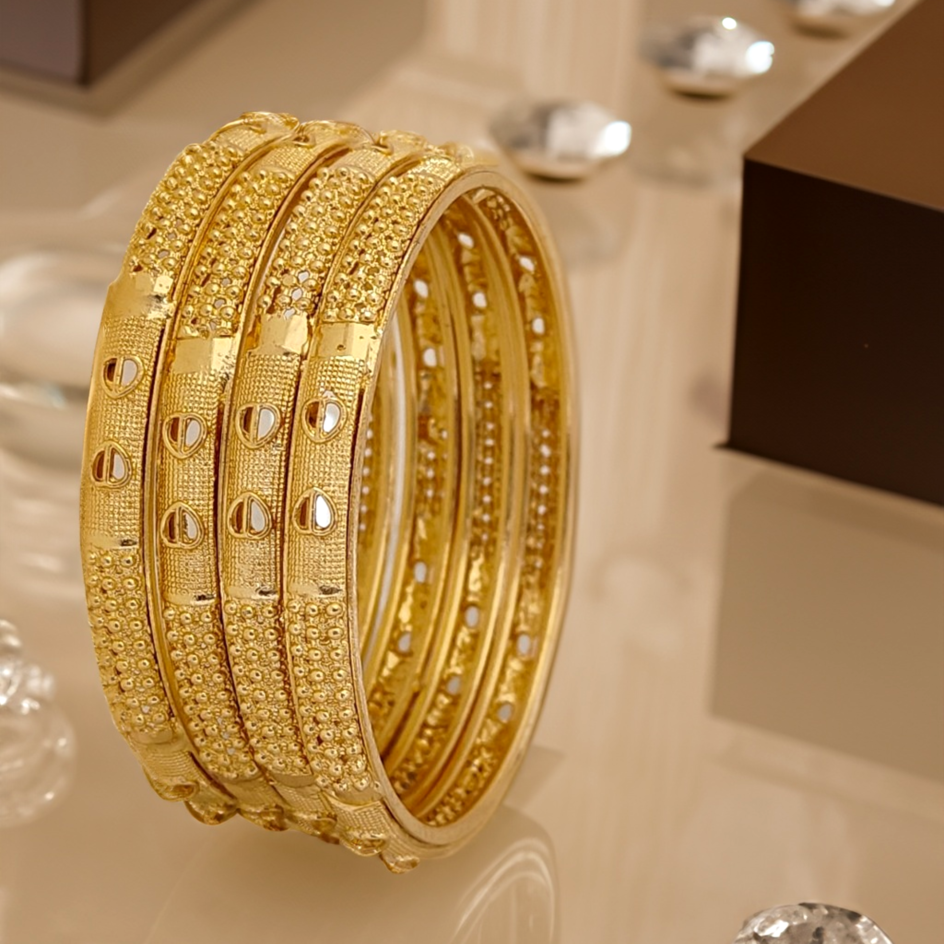 Jewels Kafe Gold Plated Bangle Set (Pack of 4) 2.8