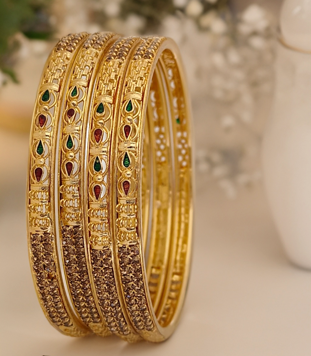 Jewels Kafe Gold Plated Bangle Set (Pack of 4)