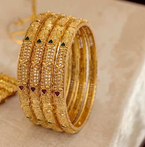 Jewels Kafe Gold Plated Bangle Set (Pack of 4) 2.8