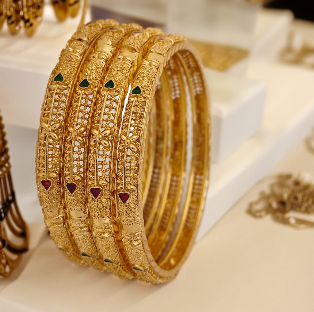 Jewels Kafe Gold Plated Bangle Set (Pack of 4)