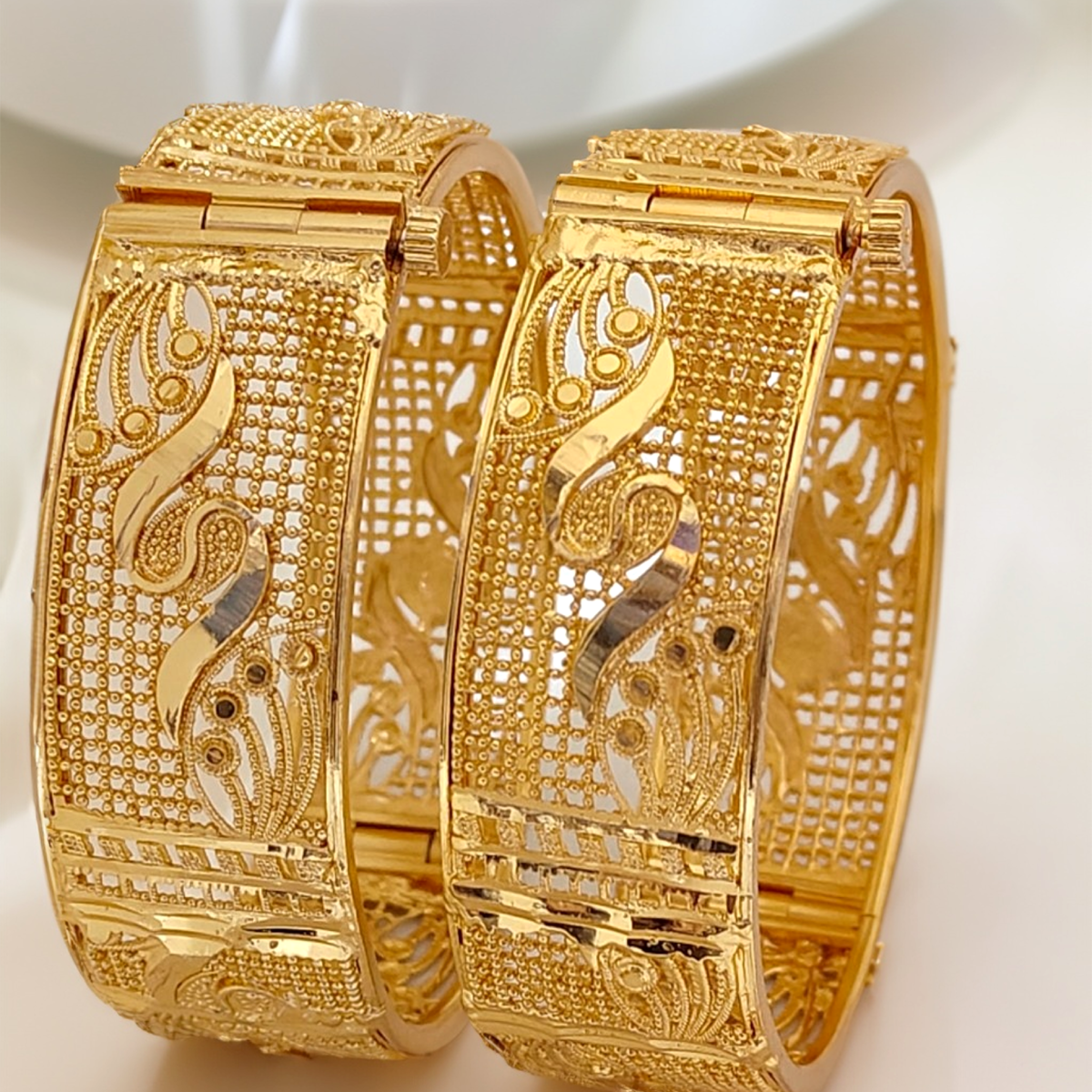 Jewels Kafe One Gram Gold Plated Bangle/Kada Set (Pack of 2) 2.10