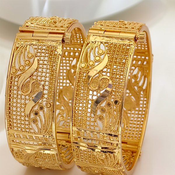 Jewels Kafe One Gram Gold Plated Bangle/Kada Set (Pack of 2) 2.10