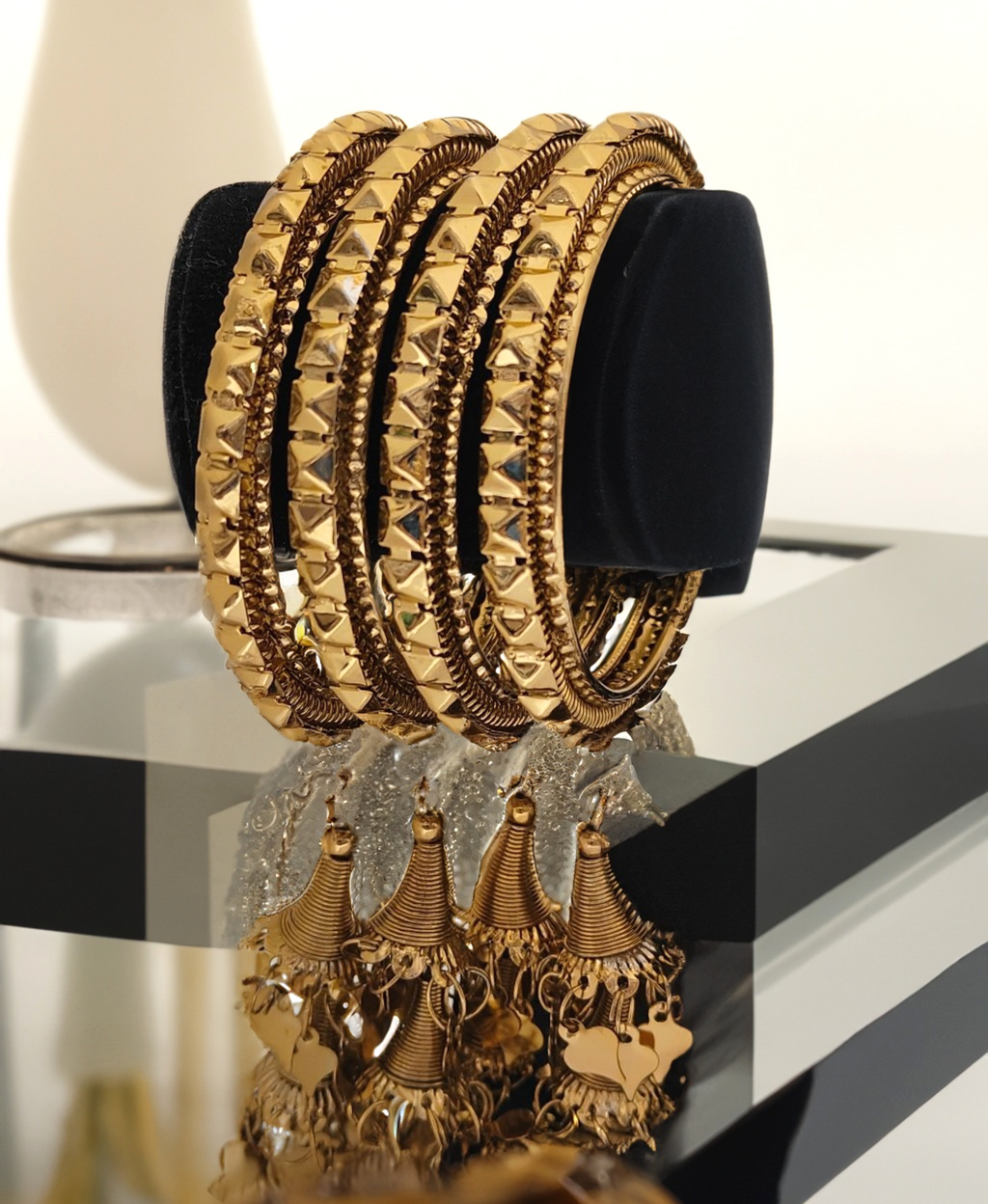 Jewels Kafe Gold Plated Latkan Bangle Set (Pack of 4)
