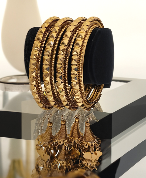 Jewels Kafe Gold Plated Latkan Bangle Set (Pack of 4)