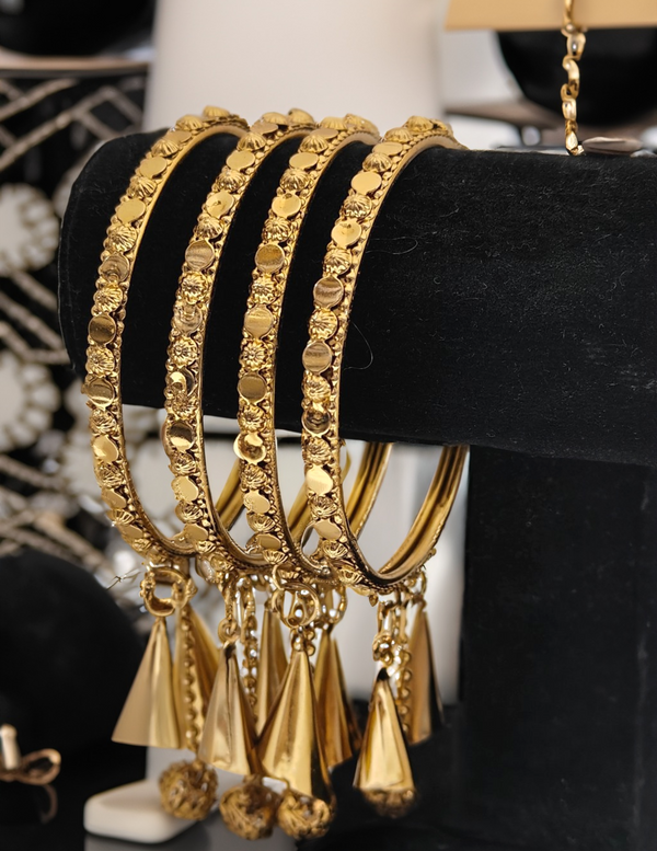 Jewels Kafe Gold Plated Latkan Bangle Set (Pack of 4) 2.8