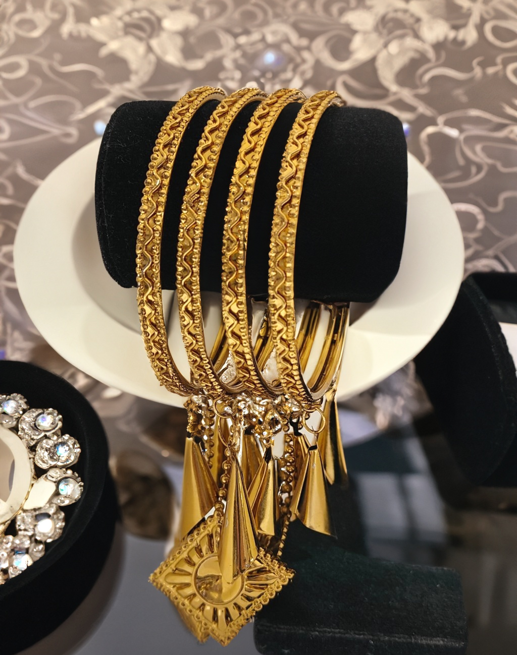Jewels Kafe Gold Plated Latkan Bangle Set (Pack of 4) 2.8