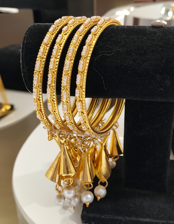 Jewels Kafe Gold Plated Latkan Bangle Set (Pack of 4) 2.8