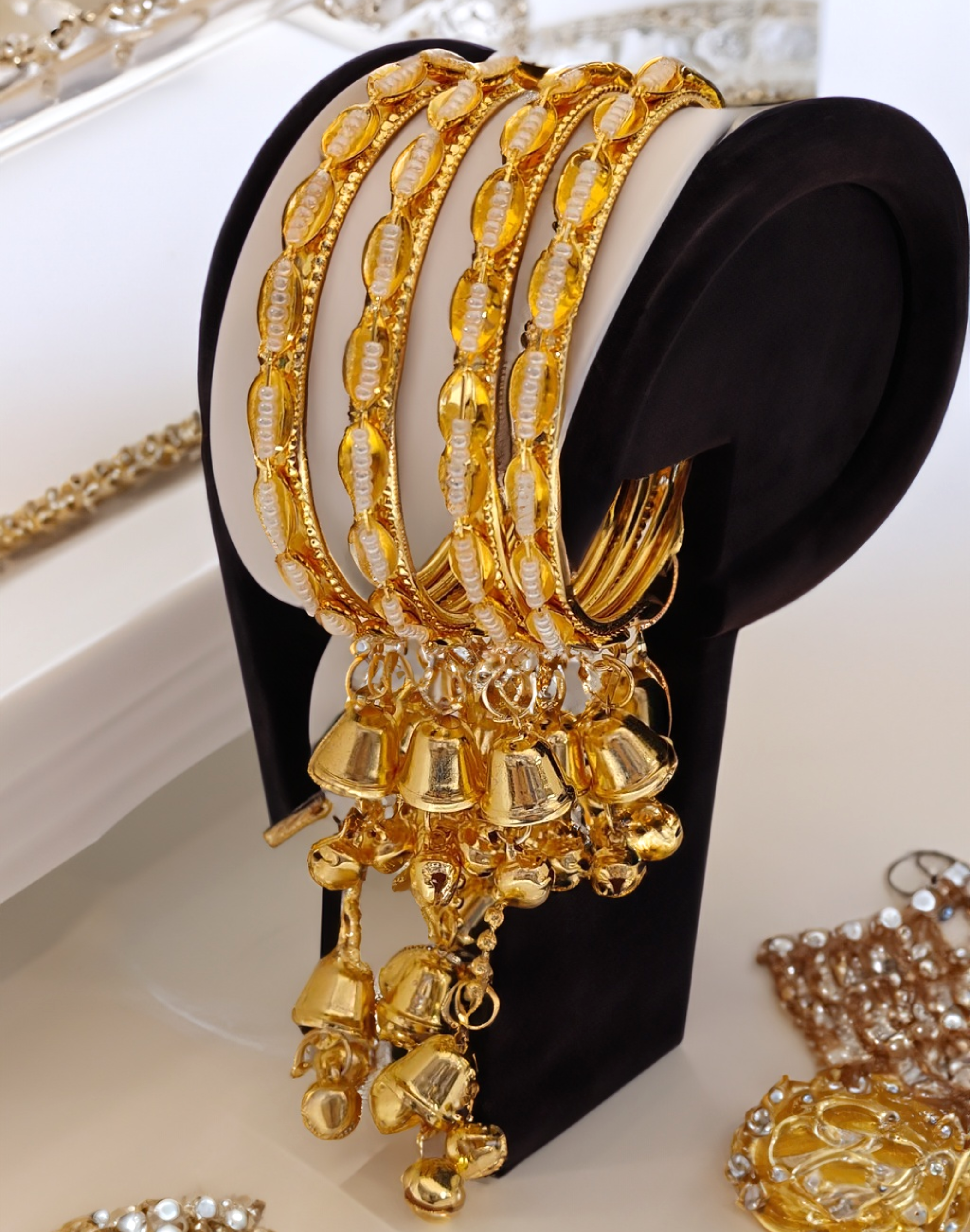 Jewels Kafe Gold Plated Latkan Bangle Set (Pack of 4) 2.8