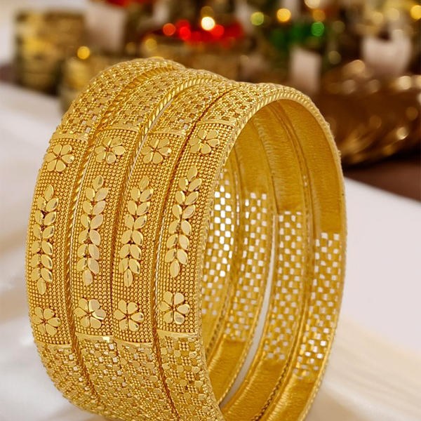 Jewels Kafe Anti-Tarnish Gold Plated Bangle Set of 4