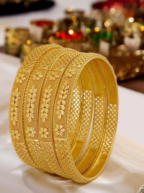Jewels Kafe Anti-Tarnish Gold Plated Bangle Set of 4 2.10