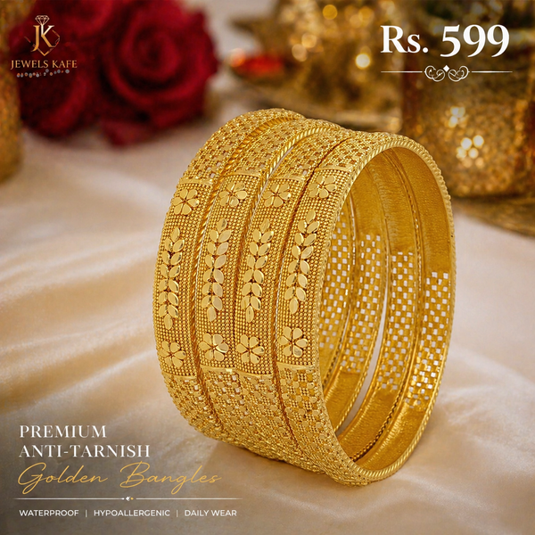 Jewels Kafe Anti-Tarnish Gold Plated Bangle Set of 4