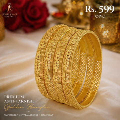 Jewels Kafe Anti-Tarnish Gold Plated Bangle Set of 4