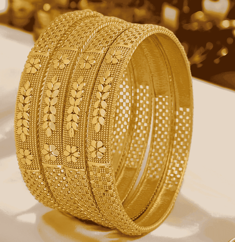 Jewels Kafe Anti-Tarnish Gold Plated Bangle Set of 4