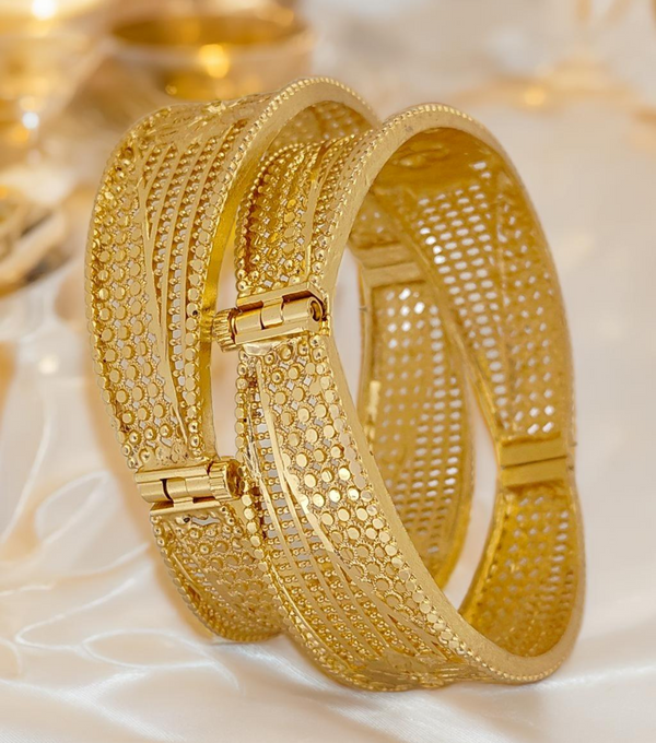 Jewels Kafe One Gram Gold Plated Bangle/Kada Set (Pack of 2)