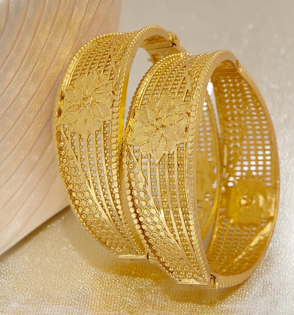 Jewels Kafe One Gram Gold Plated Bangle/Kada Set (Pack of 2)