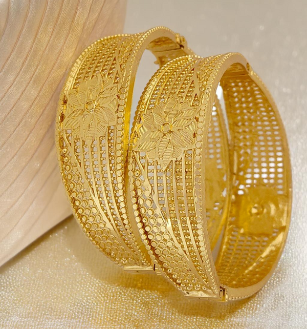 Jewels Kafe One Gram Gold Plated Bangle/Kada Set (Pack of 2)