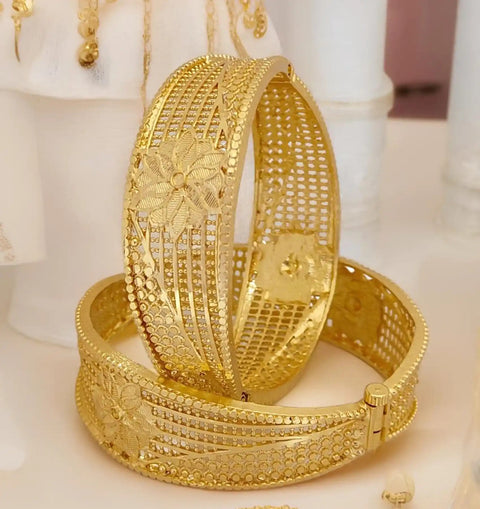 Jewels Kafe One Gram Gold Plated Bangle/Kada Set (Pack of 2)