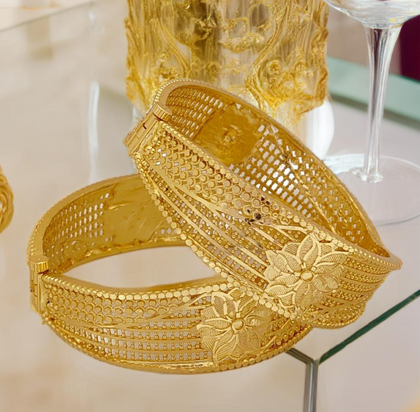 Jewels Kafe One Gram Gold Plated Bangle/Kada Set (Pack of 2)