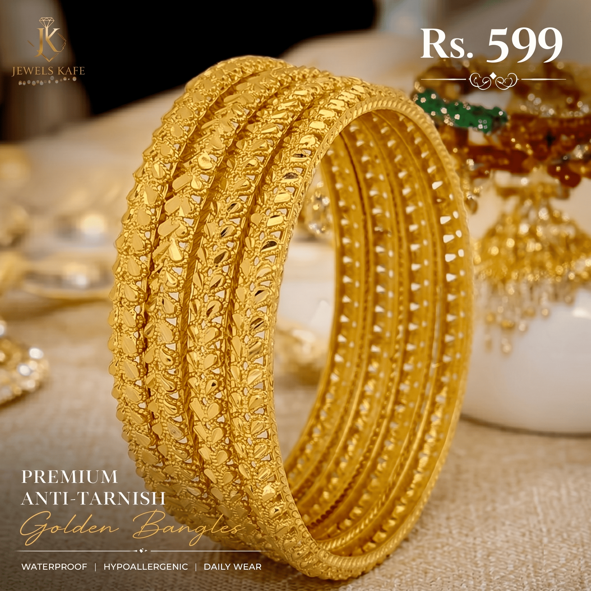 Jewels Kafe One Gram Gold Plated Bangle Set of 4 2.10 Main image