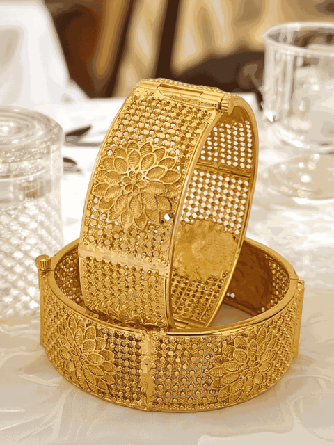 Jewels Kafe One Gram Gold Plated Bangle/Kada Set (Pack of 2) 2.2