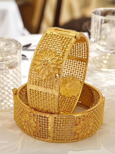 Jewels Kafe One Gram Gold Plated Bangle/Kada Set (Pack of 2)