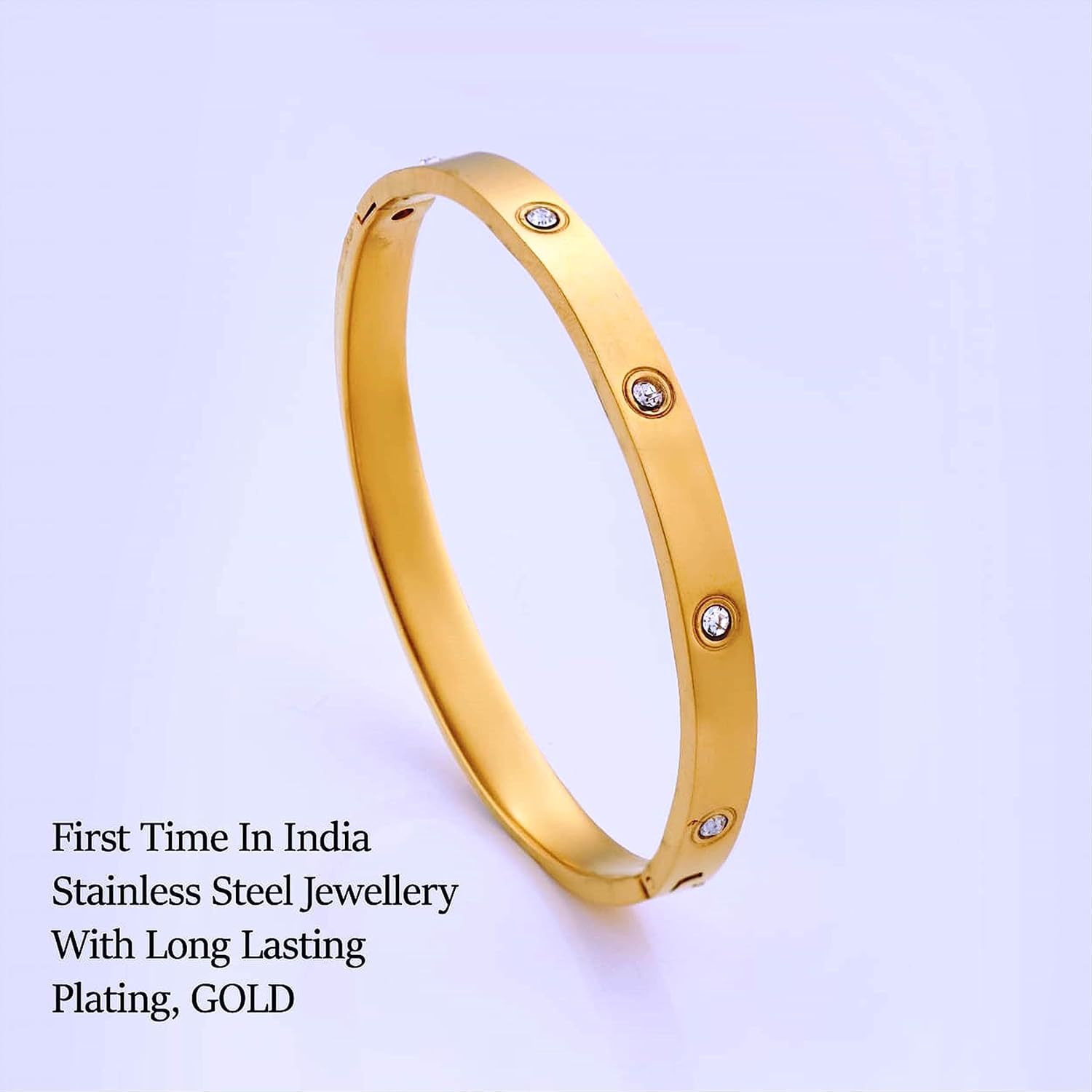 Jewels Kafe Classic Love Gold Plated Mens and Womens Kada Bracelet